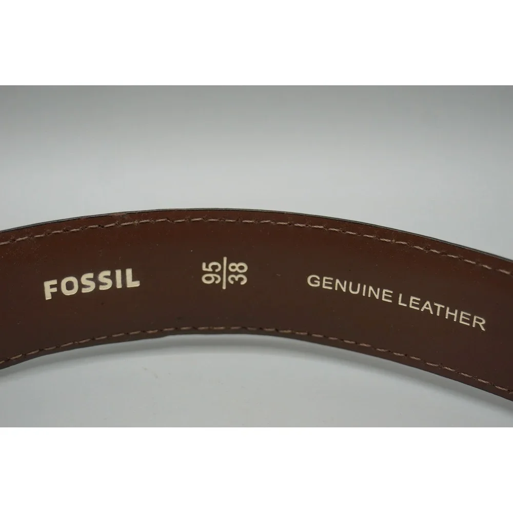 Fossil Mens Brown Genuine Leather Belt MB1255 200 38 Silver Buckle Classic